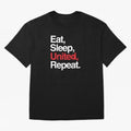 Eat, Sleep, United, Repeat - Funny Manchester United Quote Oversized T-Shirt Enjoy the Biggest Football Party of FIFA World Cup 2026 Group Stage Made for Messi and Cristiano Ronaldo, Argentina and Brazil Energy, Stadium Memories, Football Loyalty,