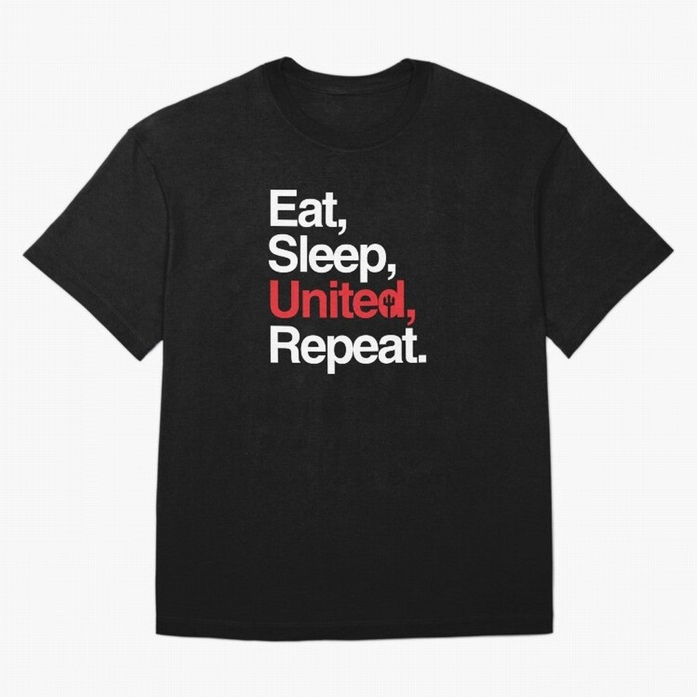 Eat, Sleep, United, Repeat - Funny Manchester United Quote Oversized T-Shirt Enjoy the Biggest Football Party of FIFA World Cup 2026 Group Stage Made for Messi and Cristiano Ronaldo, Argentina and Brazil Energy, Stadium Memories, Football Loyalty,