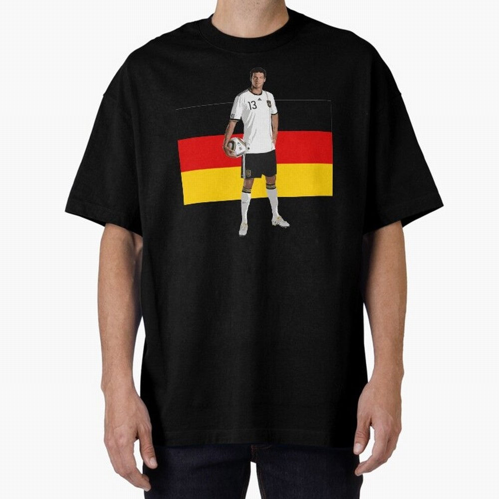 Michael Ballack - German Football Legend Oversized T-Shirt Fuel FIFA World Cup 2026 for Fans of Mbappe and Neymar and Spain and Netherlands, Bringing Championship Spirit, Famous Goals, Roaring Crowds and International Football Unity; Perfect for