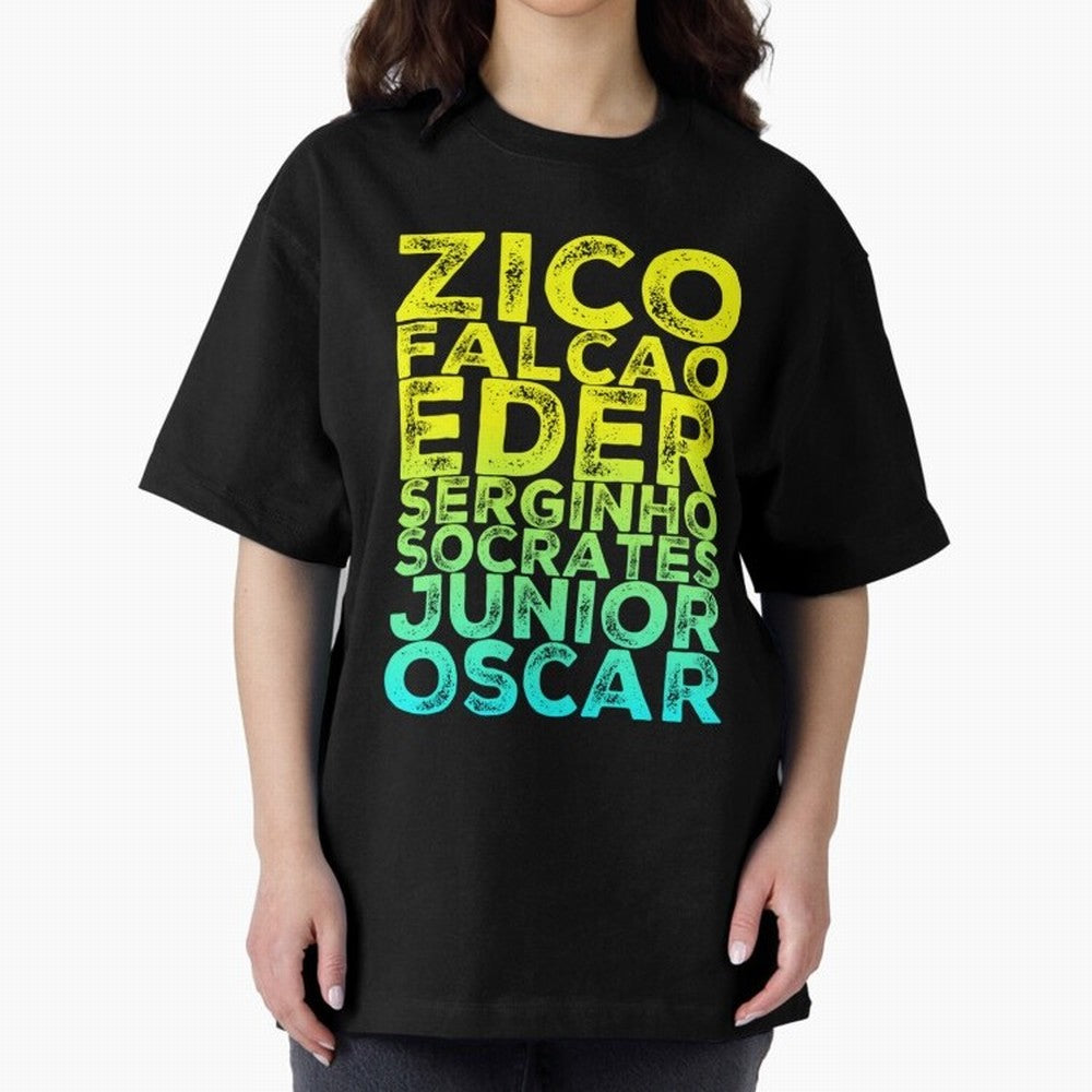 Brazil 1982 zico socrates eder best team never to win world cup79 Oversized T-Shirt Stand Out with Spirit from Global Football Passion for FIFA World Cup 2026 USA Canada Mexico, Capturing Mbappe and Neymar, France and Portugal, Game Day Rituals,