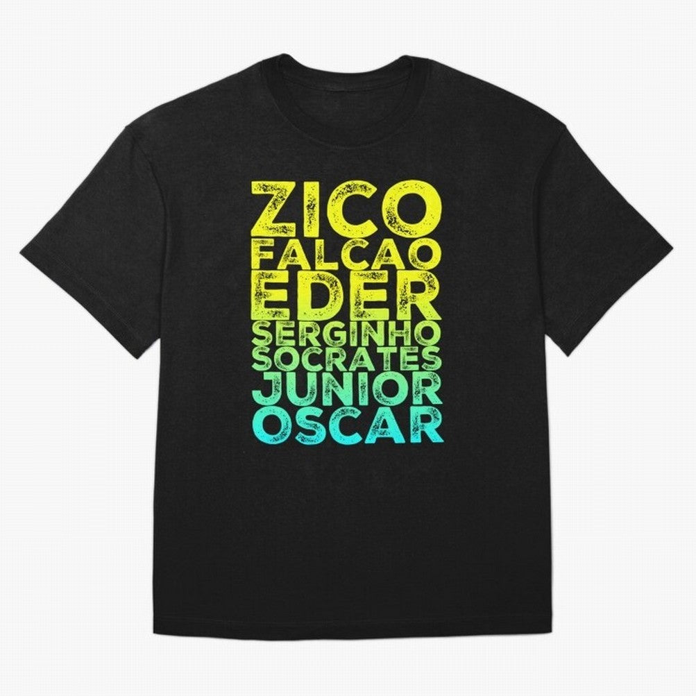 Brazil 1982 zico socrates eder best team never to win world cup79 Oversized T-Shirt Stand Out with Spirit from Global Football Passion for FIFA World Cup 2026 USA Canada Mexico, Capturing Mbappe and Neymar, France and Portugal, Game Day Rituals,