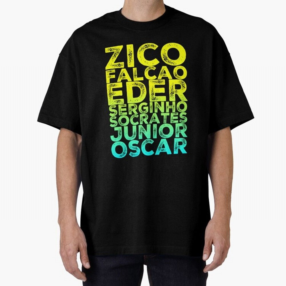 Brazil 1982 zico socrates eder best team never to win world cup79 Oversized T-Shirt Stand Out with Spirit from Global Football Passion for FIFA World Cup 2026 USA Canada Mexico, Capturing Mbappe and Neymar, France and Portugal, Game Day Rituals,