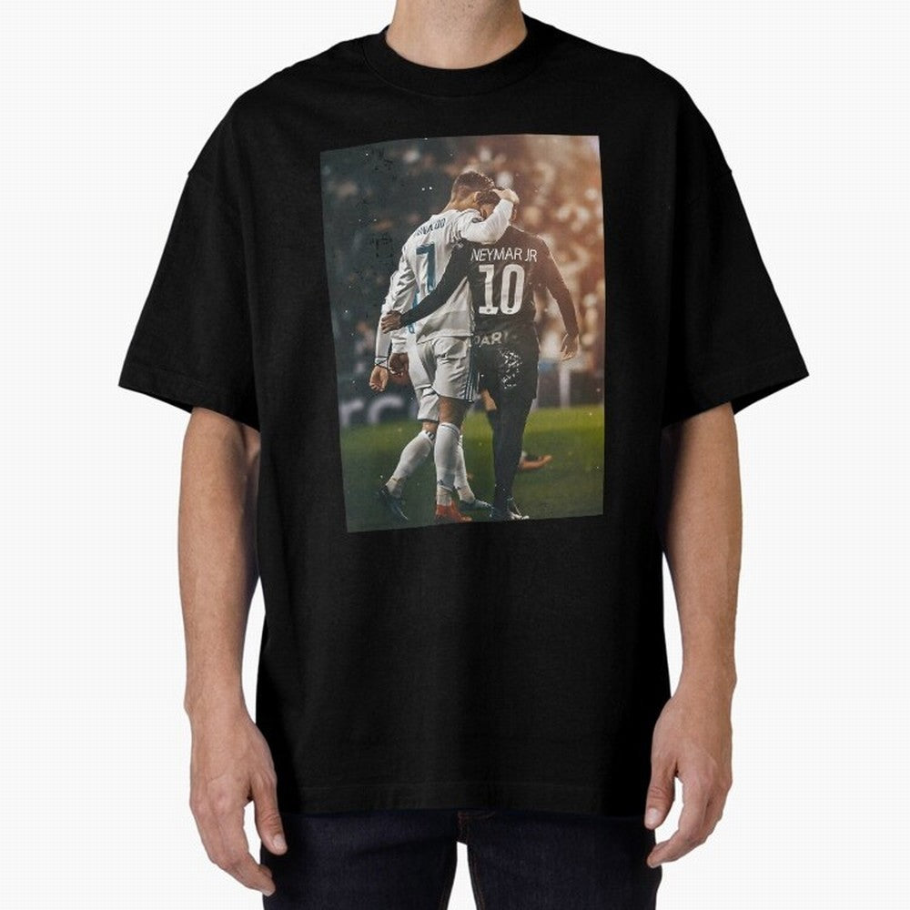 Neymar and Ronaldo Poster	 Oversized T-Shirt Embrace FIFA World Cup 2026 for Fans of CR7 and Messi and England, Bringing Goal Celebration Energy, Supporter Heritage, Football Icons and Worldwide Tournament Joy; Perfect for Fans, Collectors, Family