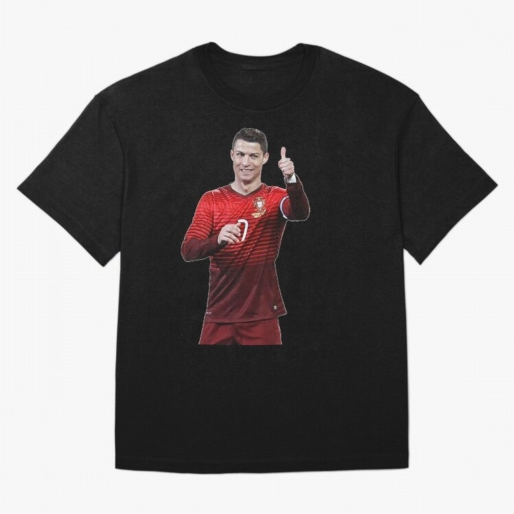 Ronaldo Thumbs Up Oversized T-Shirt Stand Out with Spirit from FIFA World Cup 2026 with Cristiano Ronaldo, Haaland and CR7, France Energy, Retro Football Energy, Iconic Rivalries, Trophy Chase Drama and Stadium Atmosphere; Perfect for Fans,