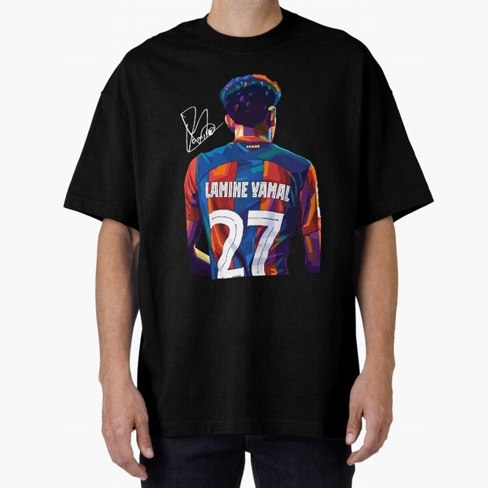 Lamine Yamal Football Player Wpap Art Oversized T-Shirt Show Your Stadium Side during Match Day Hype around FIFA World Cup 2026 USA Canada Mexico, Messi and Cristiano Ronaldo, Argentina and Brazil, Football History, Final Match Energy, Crowd Noise