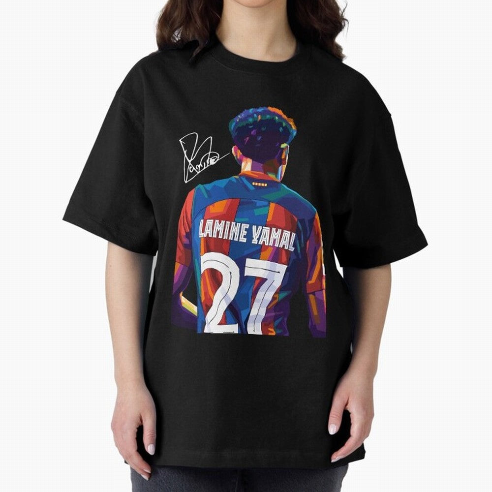 Lamine Yamal Football Player Wpap Art Oversized T-Shirt Show Your Stadium Side during Match Day Hype around FIFA World Cup 2026 USA Canada Mexico, Messi and Cristiano Ronaldo, Argentina and Brazil, Football History, Final Match Energy, Crowd Noise