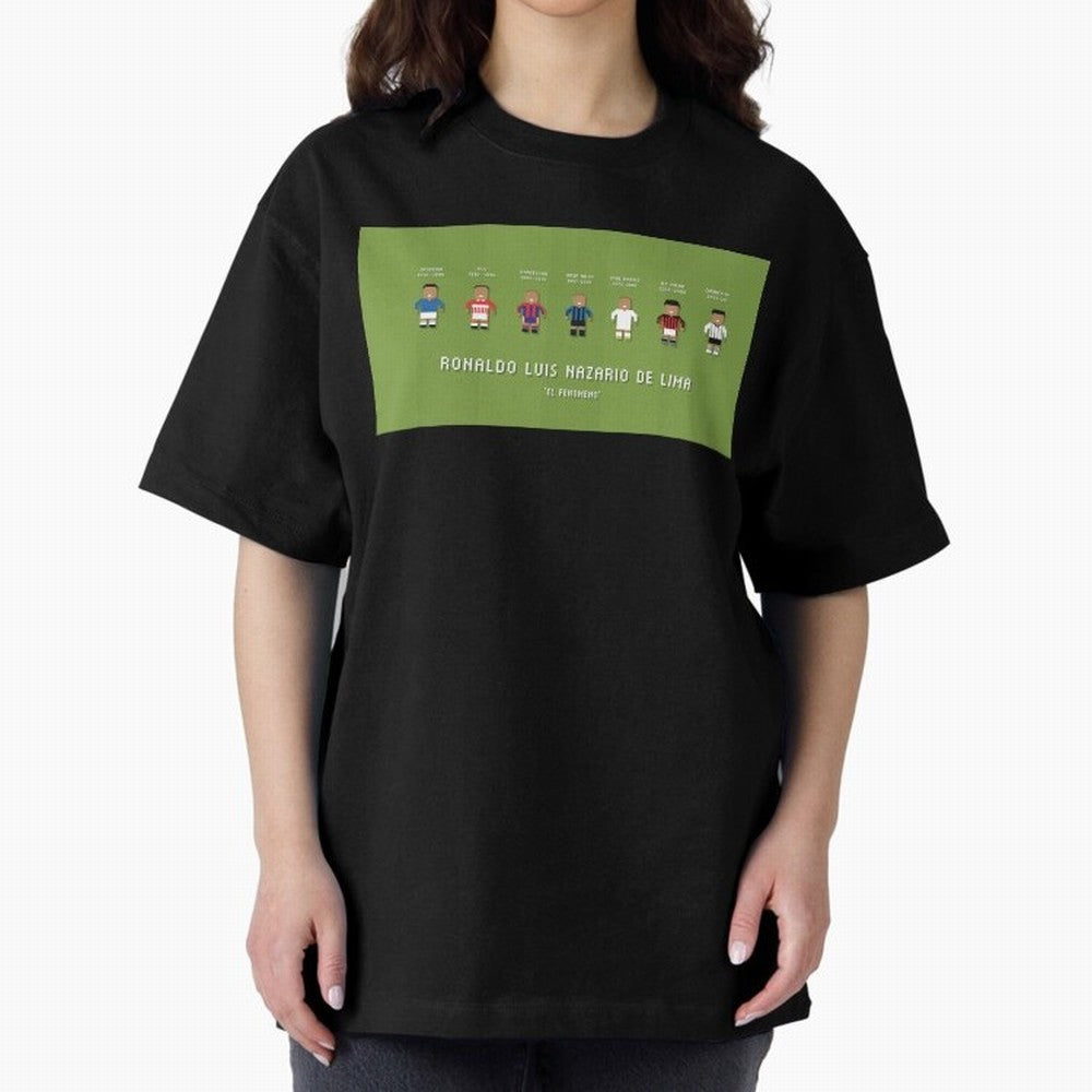 Ronaldo R9 Clubs Oversized T-Shirt Represent Football Lovers during Global Football Passion for FIFA World Cup 2026 Group Stage, Made for Cristiano Ronaldo, Haaland and CR7, England, Worldwide Fan Energy, Dramatic Goals, Stadium Lights and