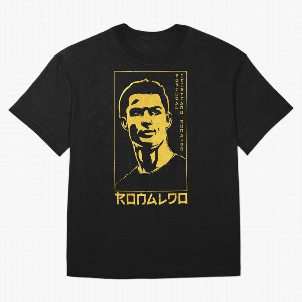 Ronaldo Golden Style Portrait art illustration Oversized T-Shirt Show Passion for the Stars of FIFA World Cup 2026 USA Canada Mexico Spirit, Connected to Brazil, Neymar, Haaland and Cristiano Ronaldo, Football History, Final Match Energy, Crowd
