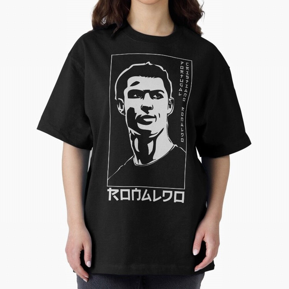 Ronaldo Japanese Style Portrait art illustration Oversized T-Shirt Bring Champion Energy into Match Day Hype around FIFA World Cup 2026 Group Stage, Haaland, Brazil, Portugal and Argentina, Supporter Pride, Iconic Celebrations, Legendary Names and