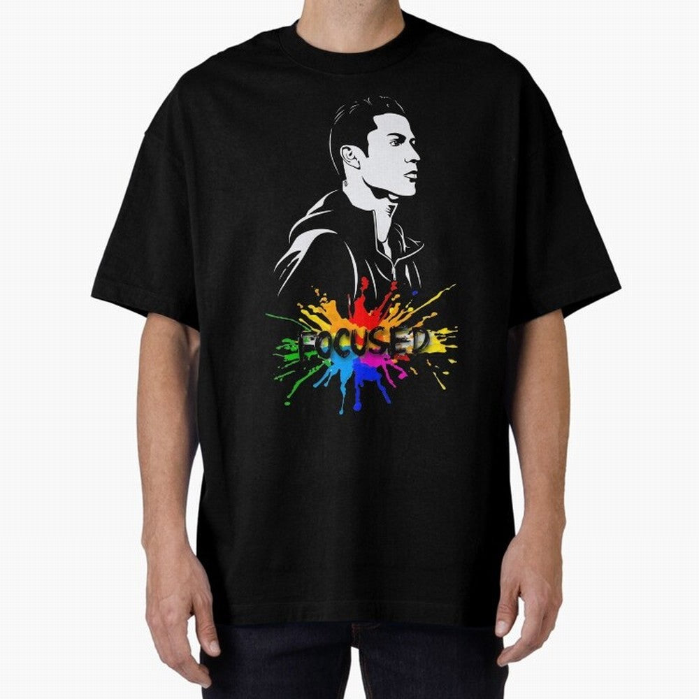 Christiano Ronaldo Focused Oversized T-Shirt Embrace FIFA World Cup 2026 Spirit, Built around France, Messi, Vintage Soccer Flavor, Modern Football Stars, National Flags and Final Night Emotion; Perfect for Supporters Who Want Bold Football Energy,