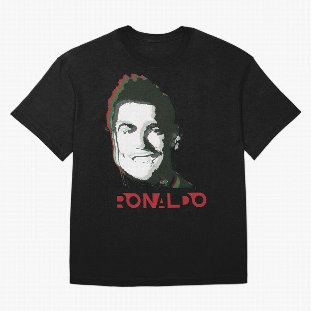 Portugal Football Captain Cristiano Ronaldo 3D Anaglyph Portrait Oversized T-Shirt Celebrate the Magic of FIFA World Cup 2026 Spirit, Made for Argentina and Brazil, Messi, Neymar and Mbappe, Retro Football Energy, Iconic Rivalries, Trophy Chase
