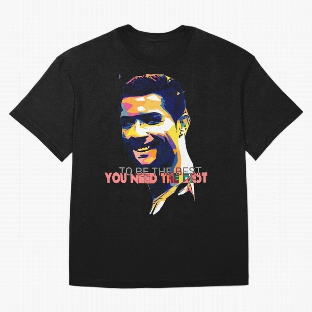 Cristiano Ronaldo To be the best, you need the best Quote Pop art Oversized T-Shirt Bring a Champion Mindset to FIFA World Cup 2026 Spirit, Inspired by Brazil, Portugal and Argentina, Mbappe and Neymar, Football Festival Excitement, Trophy