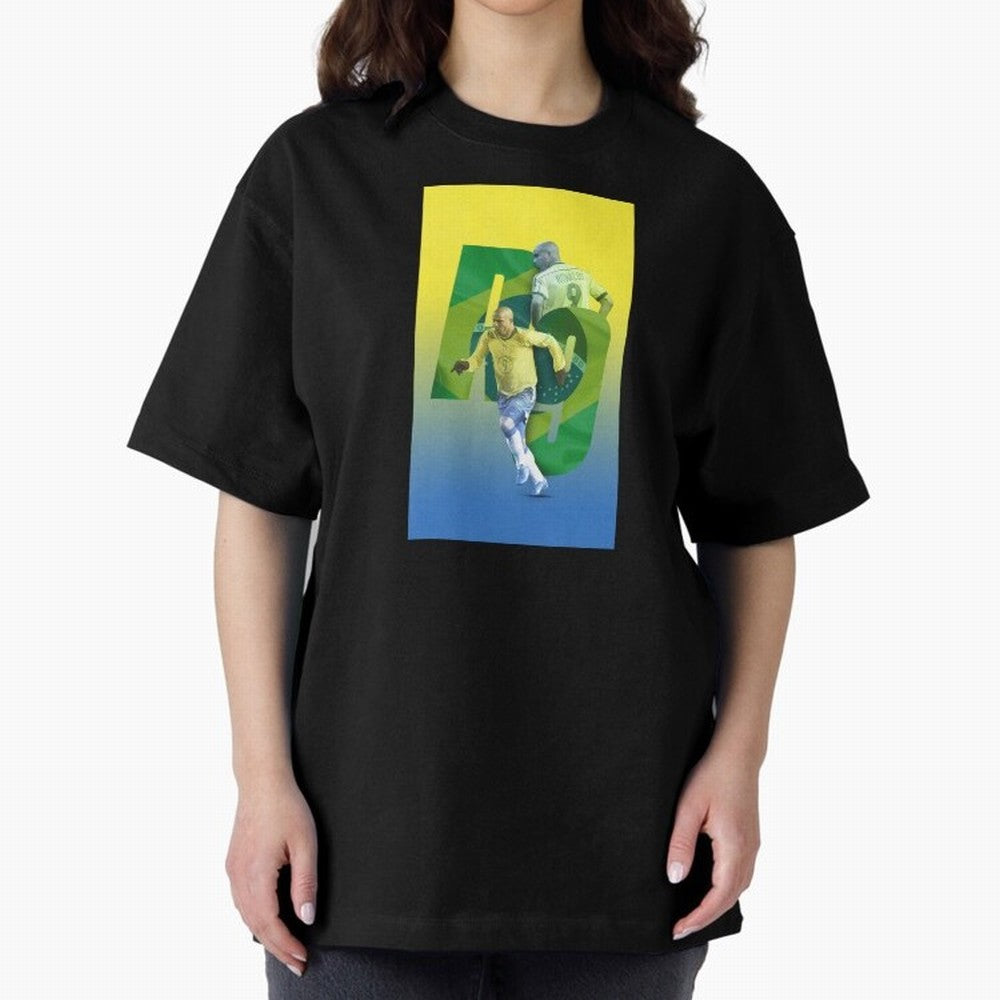 Ronaldo Luis Nazario de Lima Illustration Oversized T-Shirt Share the Excitement of FIFA World Cup 2026 Group Stage for Fans of Messi, Neymar and Mbappe and Spain, Bringing Classic Soccer Heritage, Championship Pressure, Fan Loyalty and