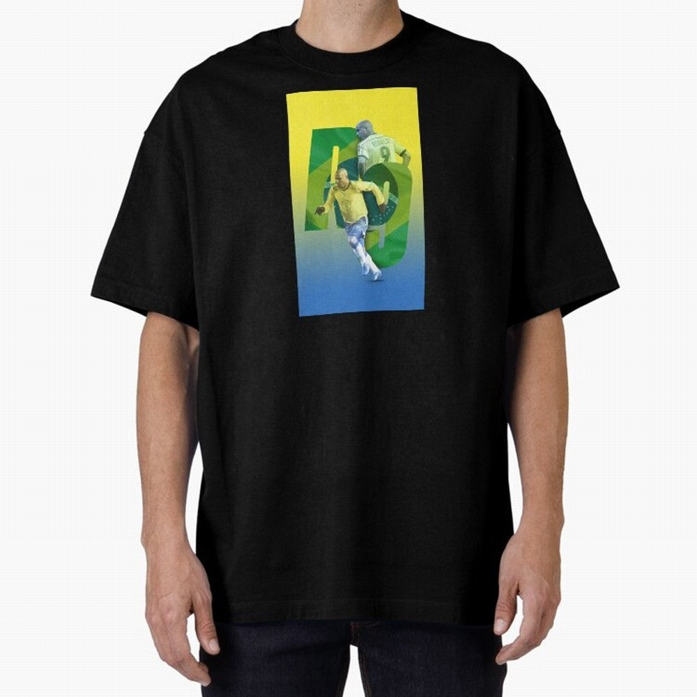Ronaldo Luis Nazario de Lima Illustration Oversized T-Shirt Share the Excitement of FIFA World Cup 2026 Group Stage for Fans of Messi, Neymar and Mbappe and Spain, Bringing Classic Soccer Heritage, Championship Pressure, Fan Loyalty and