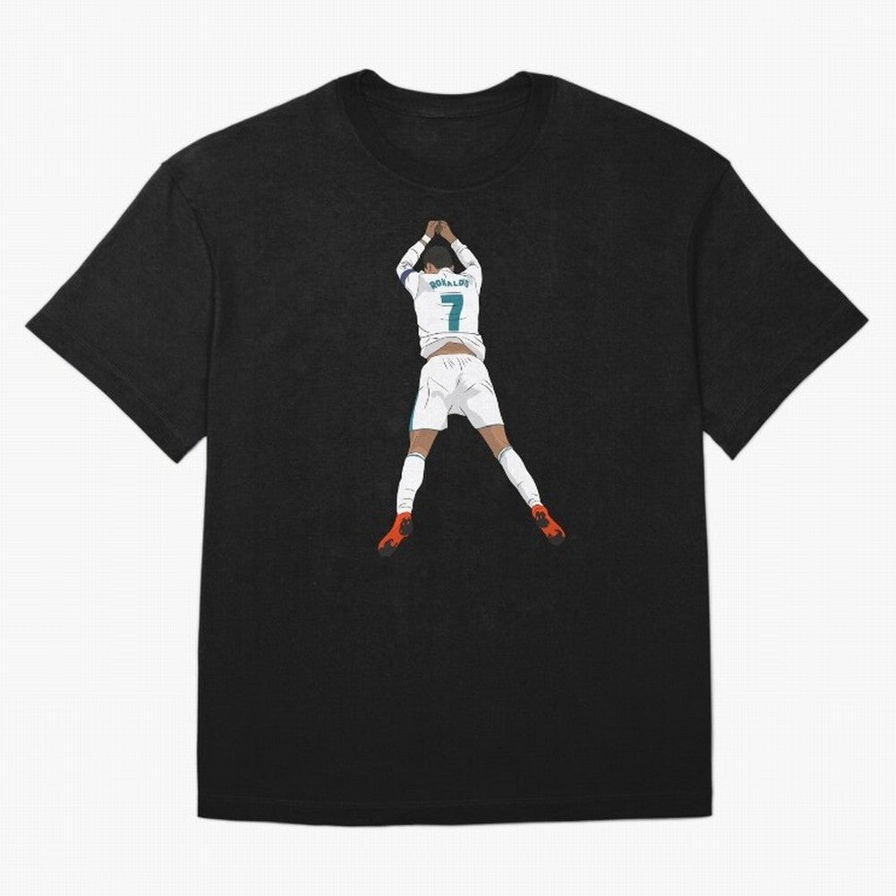 Cristiano Ronaldo Iconic Celebration Oversized T-Shirt Capture FIFA World Cup 2026 USA Canada Mexico Spirit, Featuring Brazil, Cristiano Ronaldo, Haaland and CR7, Championship Spirit, Famous Goals, Roaring Crowds and International Football Unity;