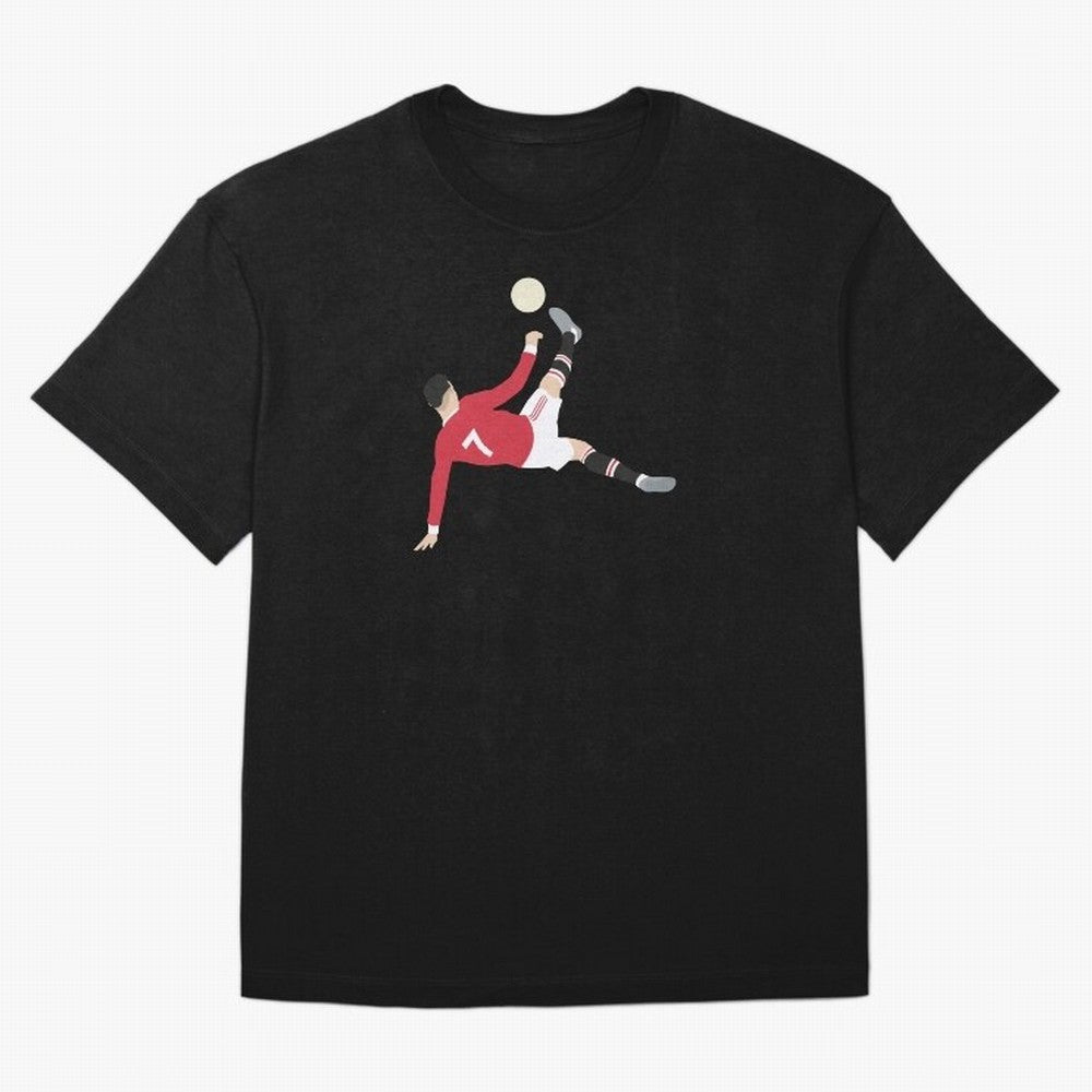Cristiano Ronaldo Bicycle Kick MUFC Oversized T-Shirt Support Iconic Players in FIFA World Cup 2026 for Fans of Messi, Neymar and Mbappe and Argentina, France and Brazil, Bringing Classic Soccer Heritage, Championship Pressure, Fan Loyalty and