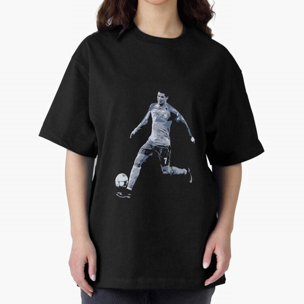 Soccer Football Art, Cristiano Ronaldo Oversized T-Shirt Keep the Match Day Mood of FIFA World Cup 2026 Group Stage for Fans of Neymar and France, Bringing Retro Football Energy, Iconic Rivalries, Trophy Chase Drama and Stadium Atmosphere; Made for