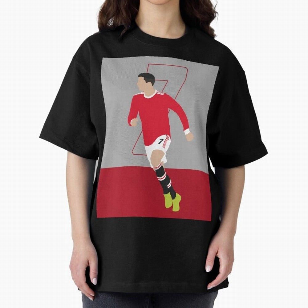 Cristiano Ronaldo 2021/22 Illustration Oversized T-Shirt Build FIFA World Cup 2026 Group Stage Spirit, Made for France and Portugal, Messi, Classic Soccer Heritage, Championship Pressure, Fan Loyalty and International Pride; Ideal for Football