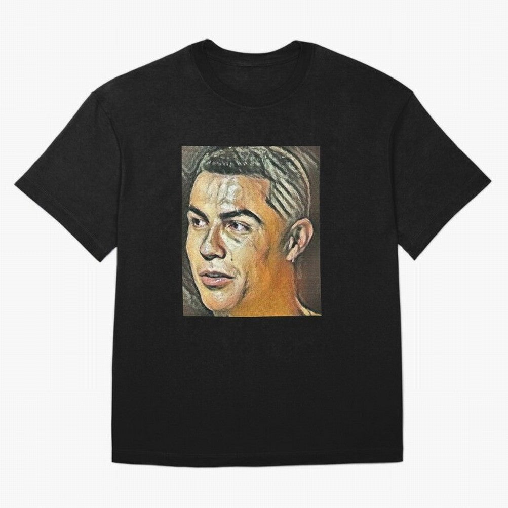 Cristiano Ronaldo Oversized T-Shirt Celebrate National Team Dreams in Global Football Passion for FIFA World Cup 2026 Group Stage, Capturing CR7, Brazil, Vintage Soccer Flavor, Modern Football Stars, National Flags and Final Night Emotion; Built