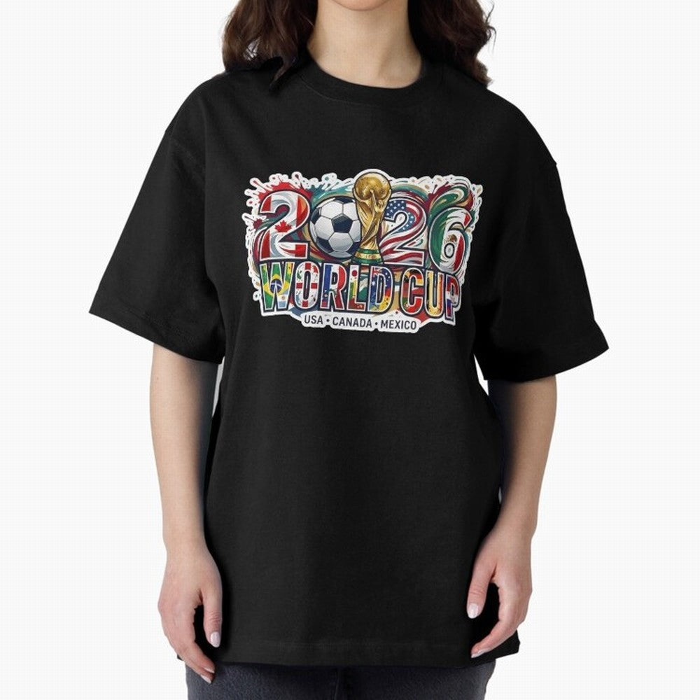 2026 World Cup International Futbol Football Soccer USA Canada Mexico Oversized T-Shirt Celebrate the Biggest Stage of Global Football Passion for FIFA World Cup 2026 Group Stage, Featuring Mbappe and Neymar, England, Soccer Culture, Superstar