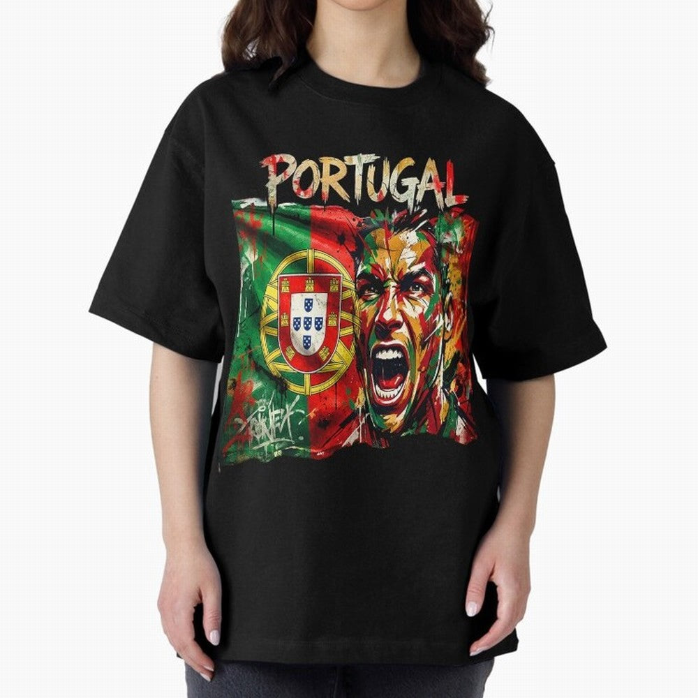 PORTUGAL FOOTBALL TEAM Oversized T-Shirt Support the FIFA World Cup 2026 Journey through CR7 Highlights, Netherlands Pride, Championship Spirit, Famous Goals, Roaring Crowds and International Football Unity; Made for Die Hard Supporters, Soccer
