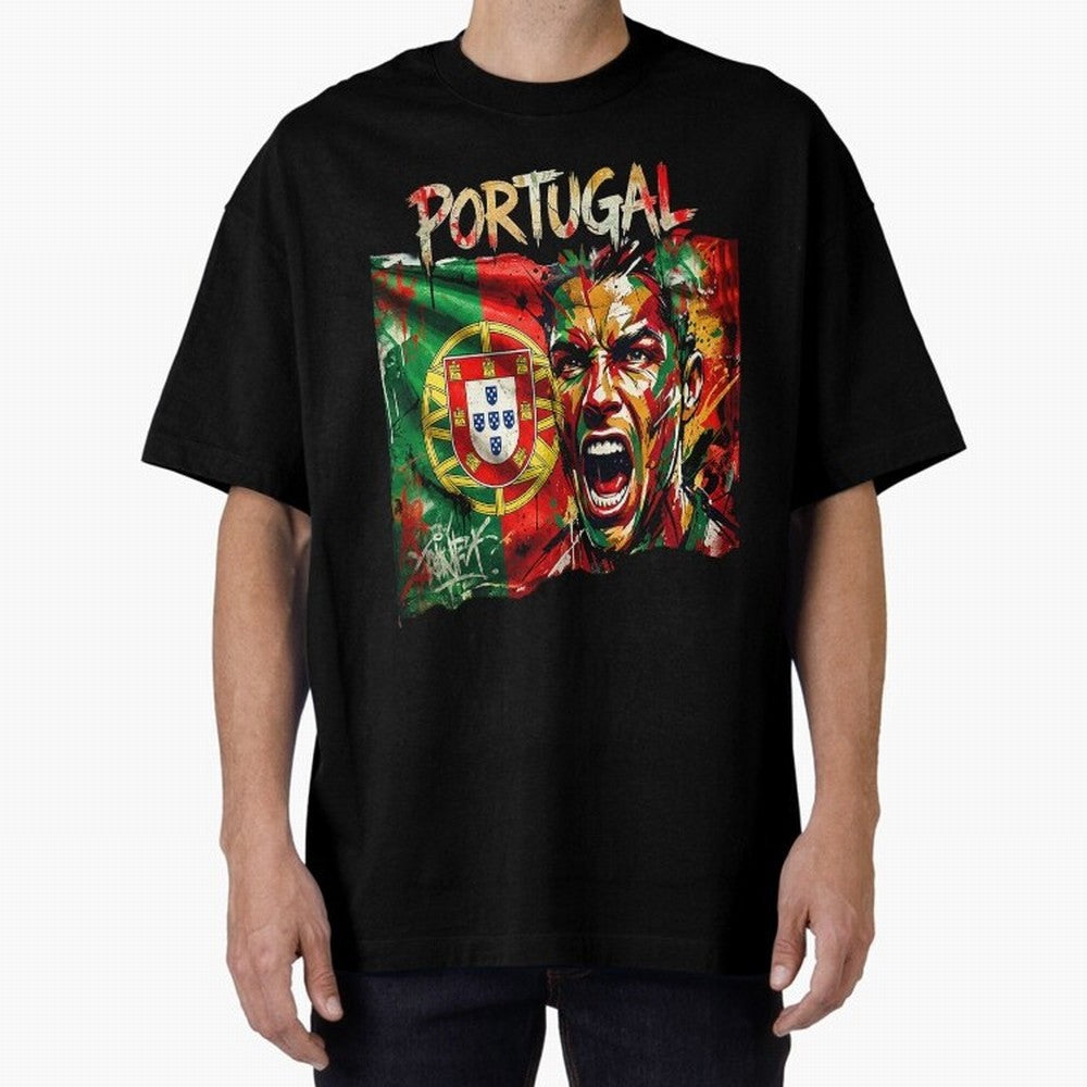 PORTUGAL FOOTBALL TEAM Oversized T-Shirt Support the FIFA World Cup 2026 Journey through CR7 Highlights, Netherlands Pride, Championship Spirit, Famous Goals, Roaring Crowds and International Football Unity; Made for Die Hard Supporters, Soccer