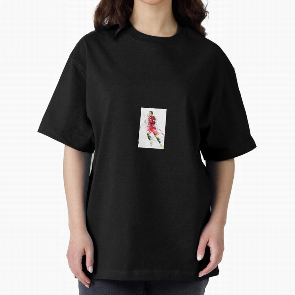 Ronaldo sticker Oversized T-Shirt Show Match Day Excitement for Global Football Passion for FIFA World Cup 2026 USA Canada Mexico, Celebrating Cristiano Ronaldo, Haaland and CR7, England, France and Netherlands, Sports Nostalgia, International