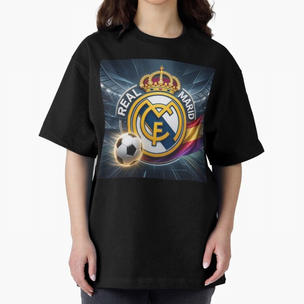 Real Madrid's ball Oversized T-Shirt Bring Trophy Dreams to FIFA World Cup 2026 USA Canada Mexico for Fans of Mbappe and Germany, Bringing Champion Mindset, Group Stage Buzz, Knockout Tension and Passionate Fan Culture; Perfect for Fans,
