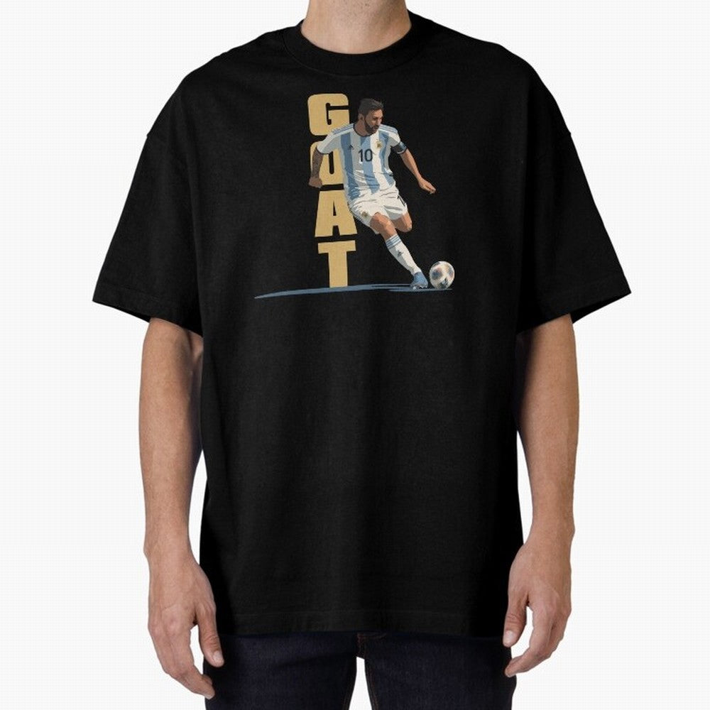 Messi in action GOAT Minimalist Graphic Oversized T-Shirt Back Your Heroes with Match Day Hype around FIFA World Cup 2026 USA Canada Mexico, CR7 and Messi, Spain and Netherlands, Football Festival Excitement, Trophy Ambitions, Country Rivalries and