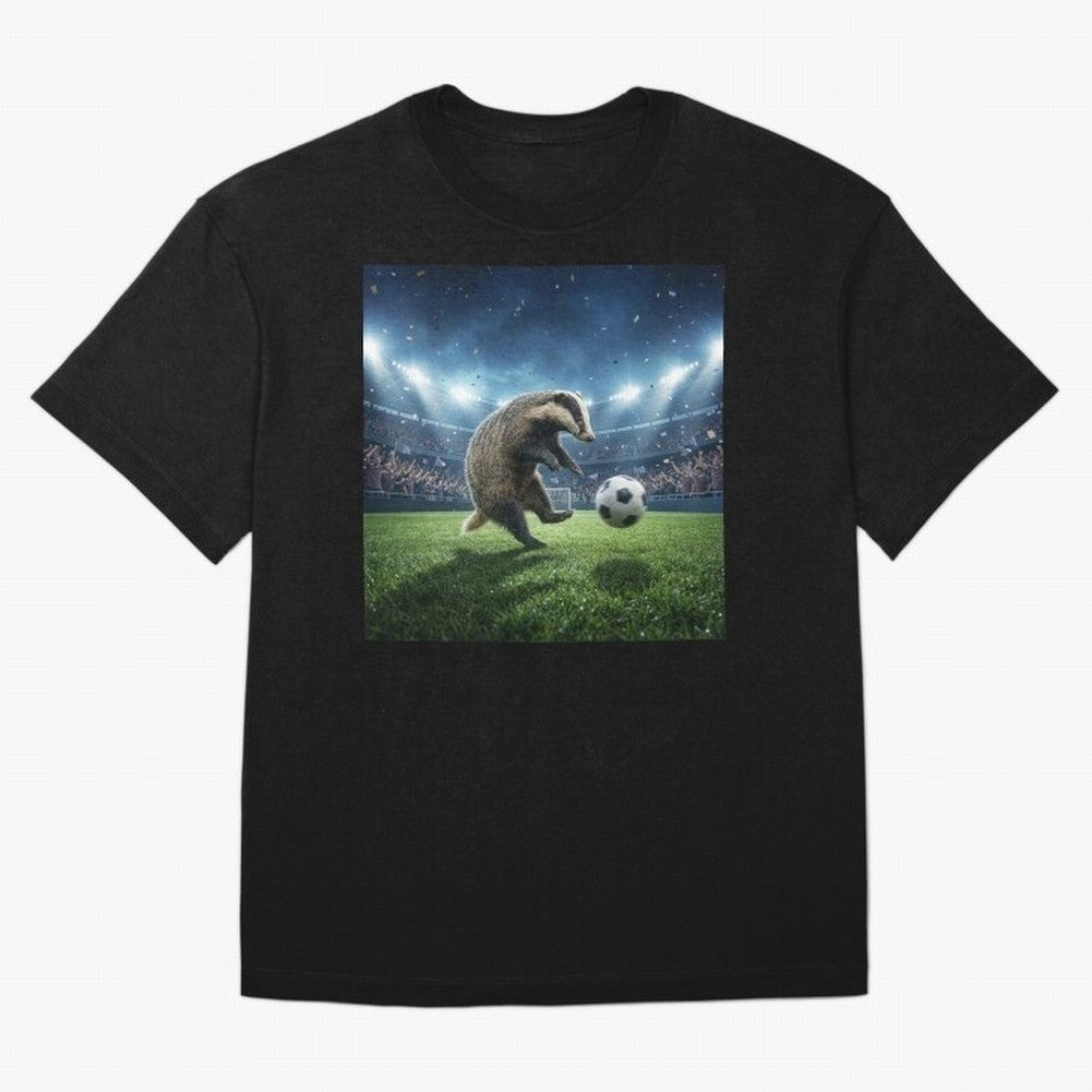 Dynamic Badger Plays Soccer Like Ronaldo Oversized T-Shirt Represent the Passion of FIFA World Cup 2026 Group Stage Built around CR7 and Messi, Netherlands Energy, Football History, Final Match Energy, Crowd Noise and Once in a Lifetime Moments;