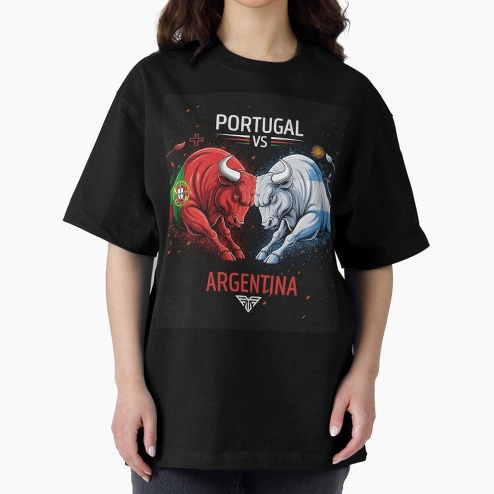 Messi vs Ronaldo Oversized T-Shirt Bring International Match Energy to FIFA World Cup 2026 USA Canada Mexico for Fans of Neymar and Brazil, Portugal and Argentina, Bringing Classic Soccer Heritage, Championship Pressure, Fan Loyalty and