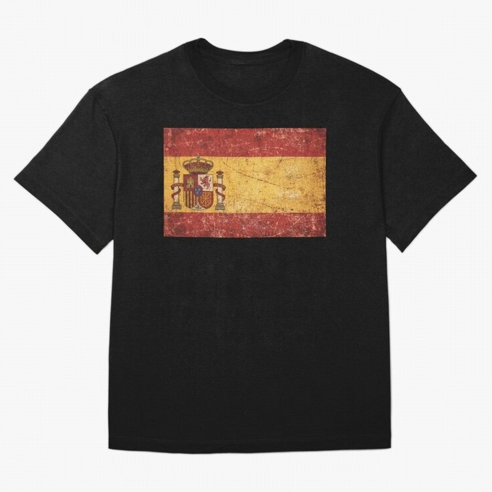 Vintage Distressed Spanish Flag Oversized T-Shirt Celebrate Supporters United by FIFA World Cup 2026 Group Stage for Fans of Cristiano Ronaldo and Argentina, France and Brazil, Bringing Football History, Final Match Energy, Crowd Noise and Once in