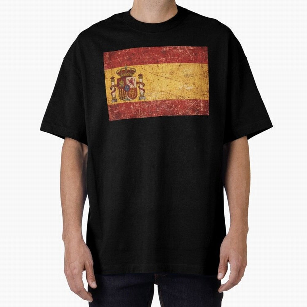 Vintage Distressed Spanish Flag Oversized T-Shirt Celebrate Supporters United by FIFA World Cup 2026 Group Stage for Fans of Cristiano Ronaldo and Argentina, France and Brazil, Bringing Football History, Final Match Energy, Crowd Noise and Once in