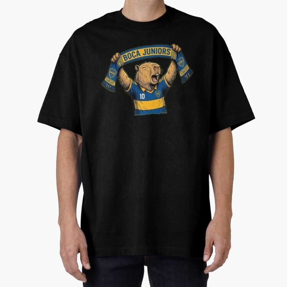 Capybara Boca Juniors Fan ¨C Funny Soccer Sticker Oversized T-Shirt Bring Stadium Energy to FIFA World Cup 2026 USA Canada Mexico for Fans of Haaland and Mbappe and France, Bringing Global Supporter Spirit, Legendary Goals, National Colors and
