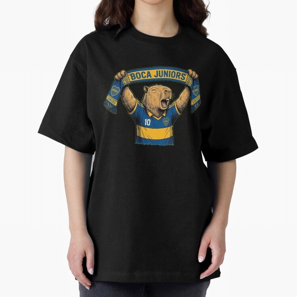 Capybara Boca Juniors Fan ¨C Funny Soccer Sticker Oversized T-Shirt Bring Stadium Energy to FIFA World Cup 2026 USA Canada Mexico for Fans of Haaland and Mbappe and France, Bringing Global Supporter Spirit, Legendary Goals, National Colors and