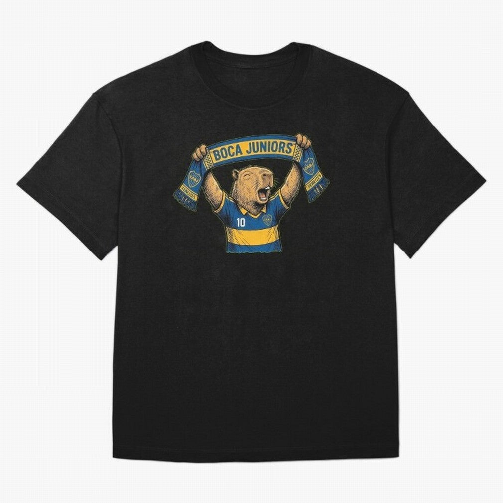 Capybara Boca Juniors Fan ¨C Funny Soccer Sticker Oversized T-Shirt Bring Stadium Energy to FIFA World Cup 2026 USA Canada Mexico for Fans of Haaland and Mbappe and France, Bringing Global Supporter Spirit, Legendary Goals, National Colors and