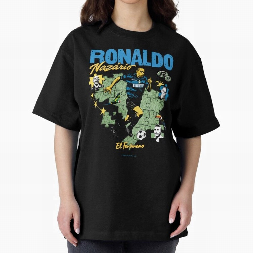 R9 Ronaldo Nazario Retro Brazil Soccer Oversized T-Shirt Celebrate Supporters United by Match Day Hype around FIFA World Cup 2026, Messi, Neymar and Mbappe, Spain and Netherlands, Retro Football Energy, Iconic Rivalries, Trophy Chase Drama and