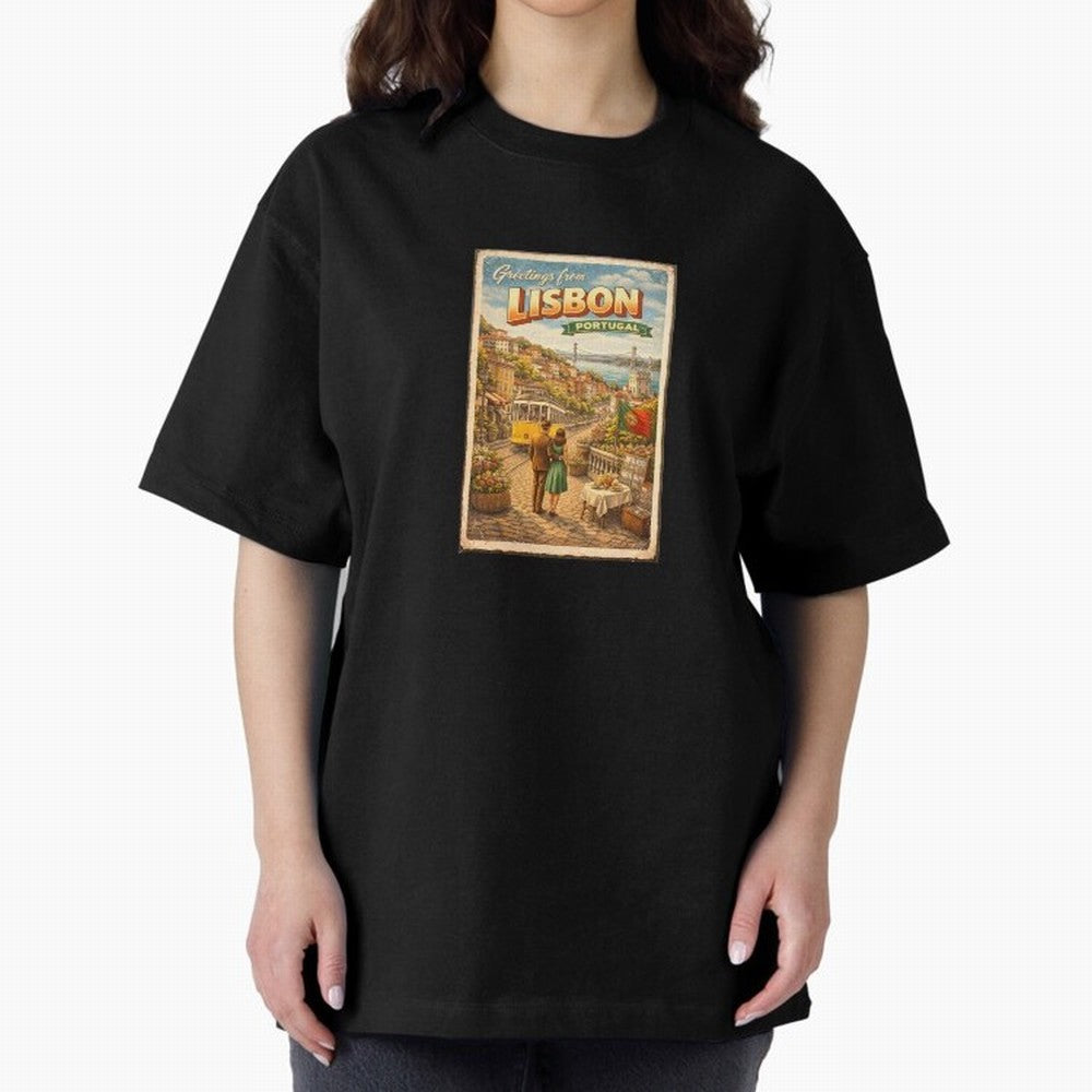 lisbon Oversized T-Shirt Show Your Stadium Side during Match Day Hype around FIFA World Cup 2026 USA Canada Mexico, Messi and Cristiano Ronaldo, France, Stadium Memories, Football Loyalty, International Chants and Championship Tradition; Created