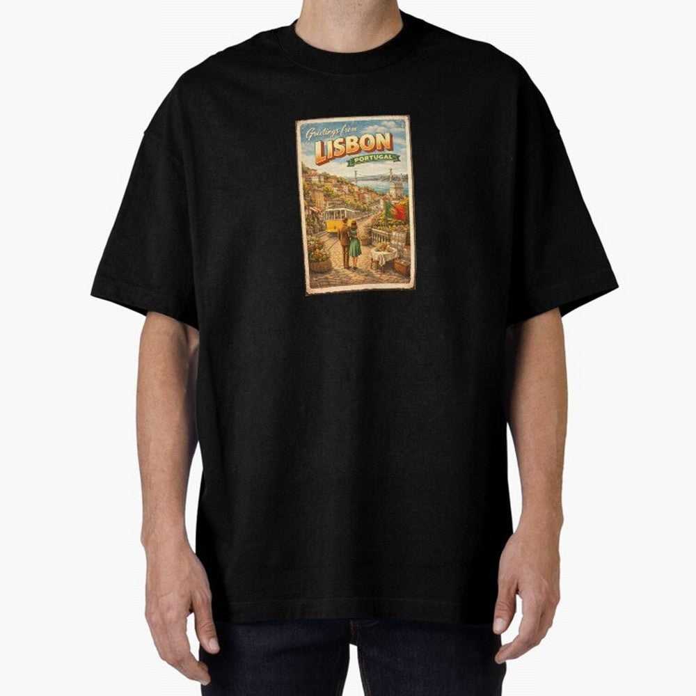 lisbon Oversized T-Shirt Show Your Stadium Side during Match Day Hype around FIFA World Cup 2026 USA Canada Mexico, Messi and Cristiano Ronaldo, France, Stadium Memories, Football Loyalty, International Chants and Championship Tradition; Created