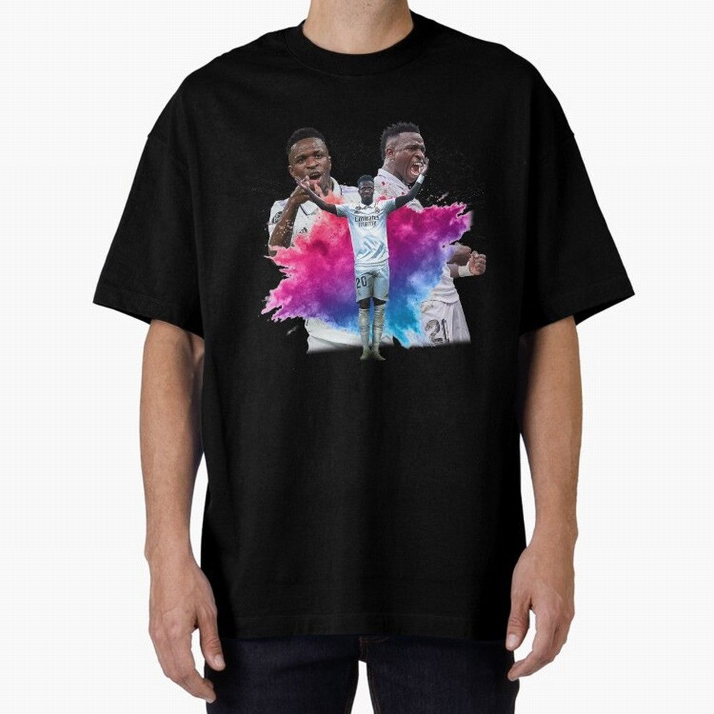 Fanart Vinicius Junior Merch Oversized T-Shirt Feel the Trophy Chase of the FIFA World Cup 2026 Journey through Messi, CR7 and Mbappe Highlights, Spain Pride, Stadium Memories, Football Loyalty, International Chants and Championship Tradition;