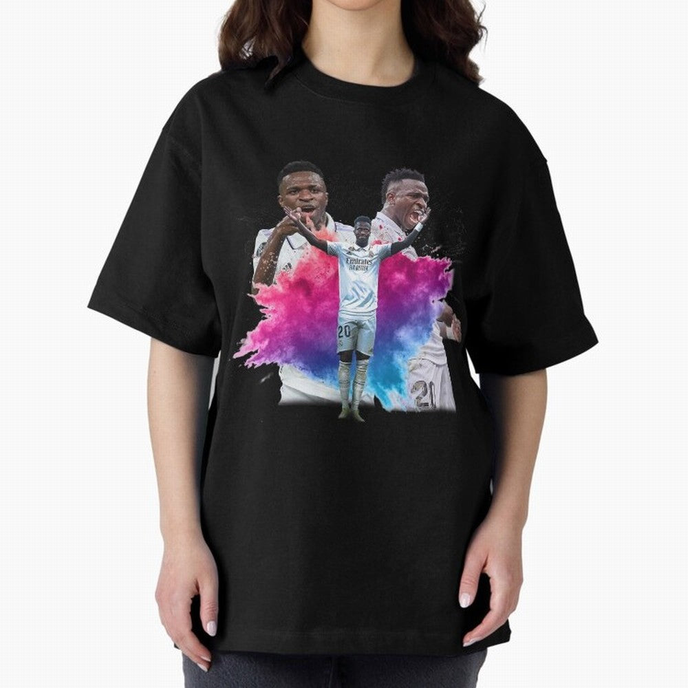 Fanart Vinicius Junior Merch Oversized T-Shirt Feel the Trophy Chase of the FIFA World Cup 2026 Journey through Messi, CR7 and Mbappe Highlights, Spain Pride, Stadium Memories, Football Loyalty, International Chants and Championship Tradition;