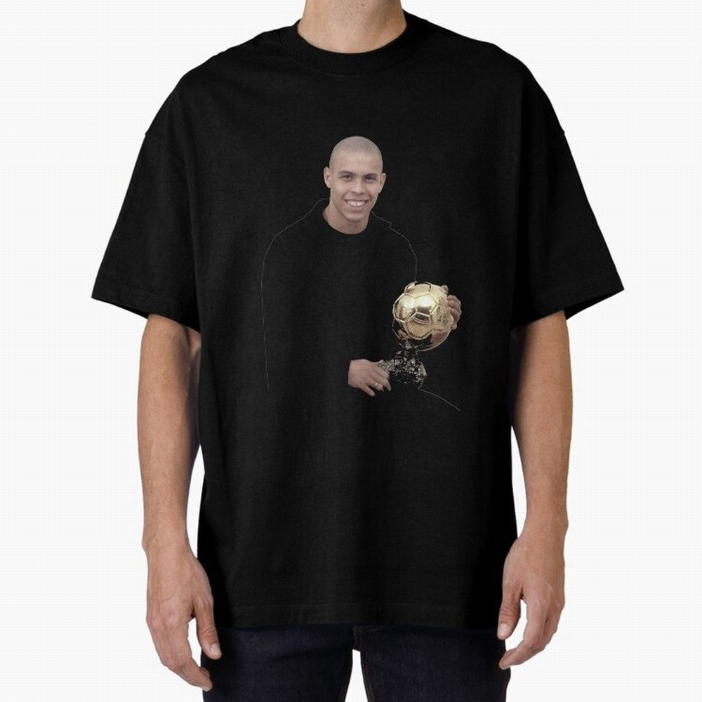 Ronaldo Iconic Ballon d¡¯Or Football Art Oversized T-Shirt Remember Iconic Moments from Match Day Hype around FIFA World Cup 2026, Messi, CR7 and Mbappe, Portugal, Global Supporter Spirit, Legendary Goals, National Colors and Tournament