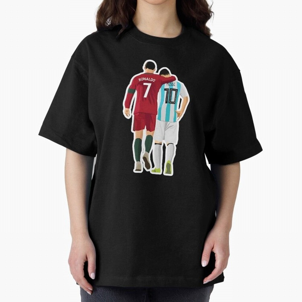Ronaldo & Messi Oversized T-Shirt Support the Legends of FIFA World Cup 2026 Spirit, Made for Argentina and Brazil, CR7, Champion Mindset, Group Stage Buzz, Knockout Tension and Passionate Fan Culture; Made for Collectors Who Enjoy Iconic Players,
