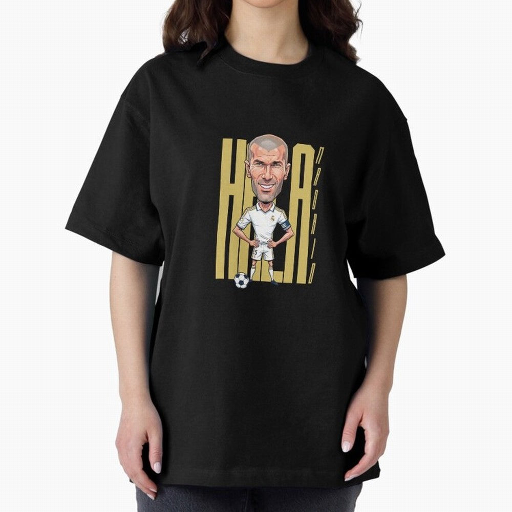 Caricature of Zin¨¦dine Zidane Hala Madrid Oversized T-Shirt Support Your Favorite Stars during the FIFA World Cup 2026 Journey through Messi, CR7 and Mbappe Highlights, Brazil, Portugal and Argentina Pride, Football Passion, Legendary