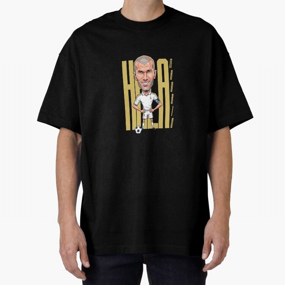 Caricature of Zin¨¦dine Zidane Hala Madrid Oversized T-Shirt Support Your Favorite Stars during the FIFA World Cup 2026 Journey through Messi, CR7 and Mbappe Highlights, Brazil, Portugal and Argentina Pride, Football Passion, Legendary