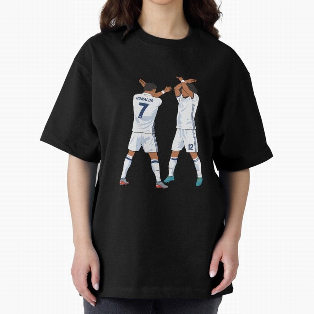 Ronaldo Madrid Celebration Duo Oversized T-Shirt Treasure FIFA World Cup 2026 USA Canada Mexico Spirit, Featuring France and Portugal, CR7, Stadium Chants, National Pride, Trophy Dreams and Unforgettable Football Memories; Perfect for Fans,