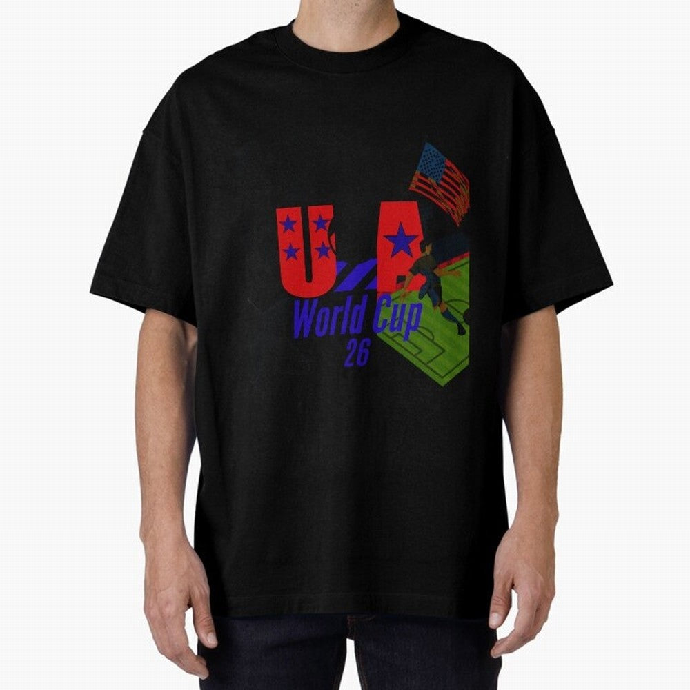 usa world cup 26 Oversized T-Shirt Upgrade FIFA World Cup 2026 USA Canada Mexico Centered on Messi, CR7 and Mbappe, Spain Energy, Retro Football Energy, Iconic Rivalries, Trophy Chase Drama and Stadium Atmosphere; Perfect for People Who Love