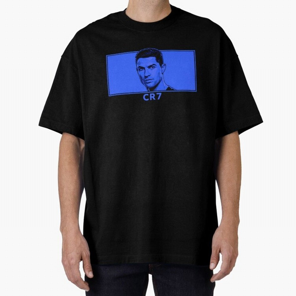Ronaldo CR7 Blue Vector Portrait - Pop Comic Oversized T-Shirt Celebrate Football Heritage in the FIFA World Cup 2026 Journey through Cristiano Ronaldo Highlights, Brazil Pride, Football Passion, Legendary Performances, Festival Vibes and Supporter