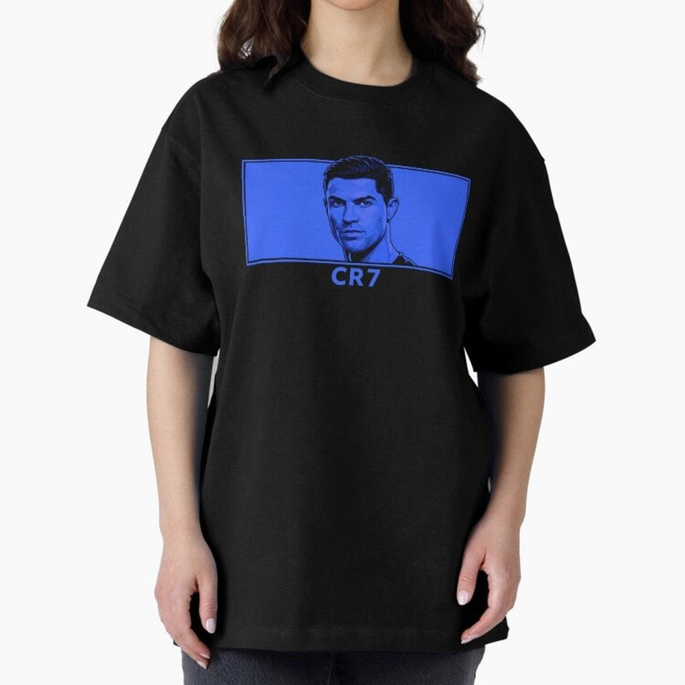 Ronaldo CR7 Blue Vector Portrait - Pop Comic Oversized T-Shirt Celebrate Football Heritage in the FIFA World Cup 2026 Journey through Cristiano Ronaldo Highlights, Brazil Pride, Football Passion, Legendary Performances, Festival Vibes and Supporter
