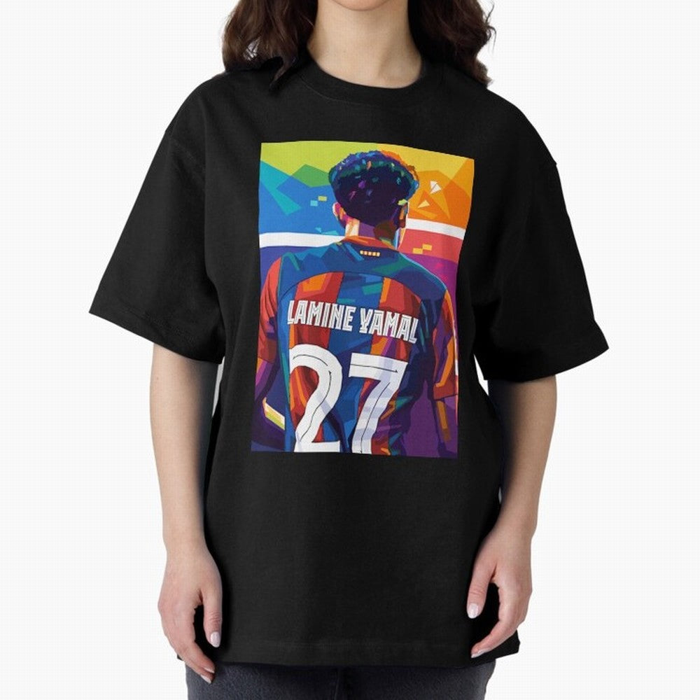 Lamine Yamal Wpap Pop Art Oversized T-Shirt Celebrate Classic Football Spirit in Match Day Hype around FIFA World Cup 2026, Messi and Cristiano Ronaldo, Argentina and Brazil, Football History, Final Match Energy, Crowd Noise and Once in a Lifetime